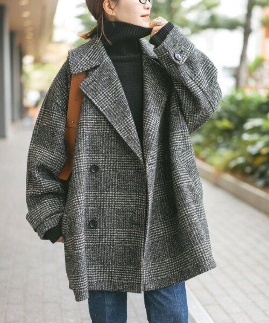 Spick & Span Ｗスライバーチェックハーフコート