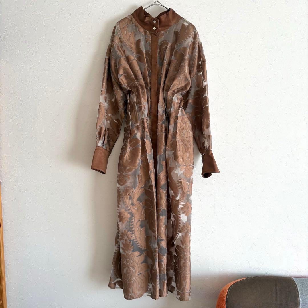 美品 AMERI UND SHEER JACQUARD TUCK DRESS
