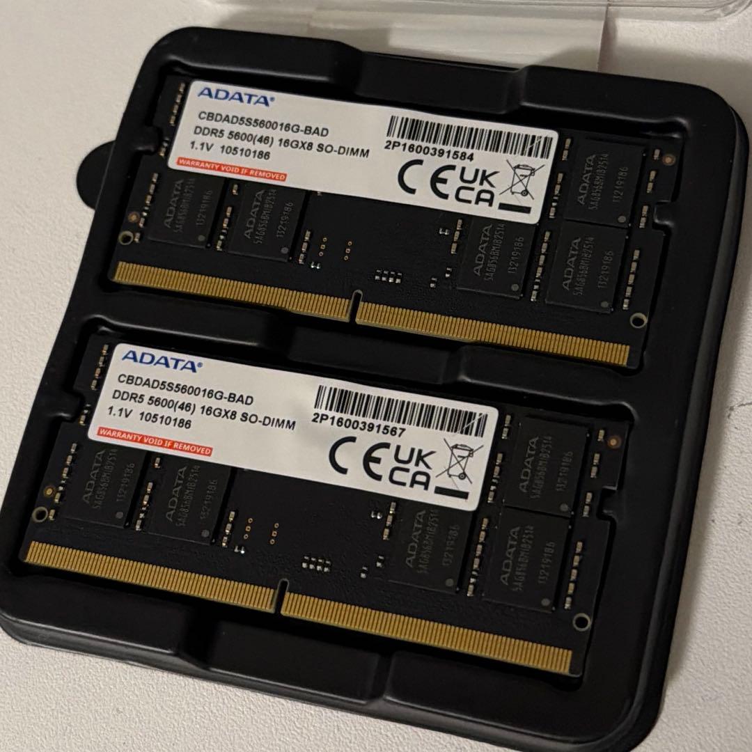 メモリー ADATA DDR5 SODIMM 5600MHz 16GB x2 = 32GB