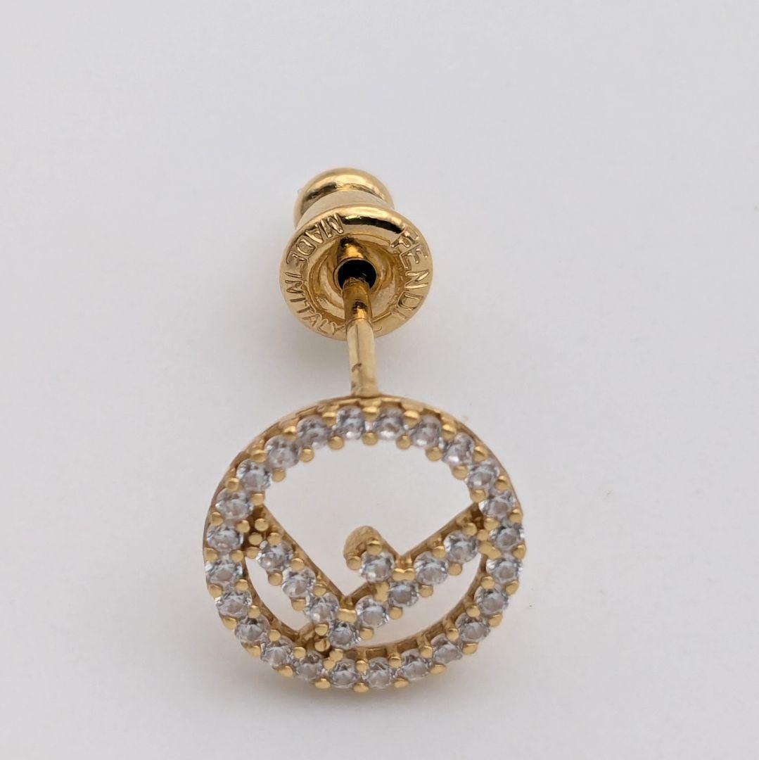 極美品 フェンディ FENDI エフイズ ラインストーン ゴールド ピアス 片方