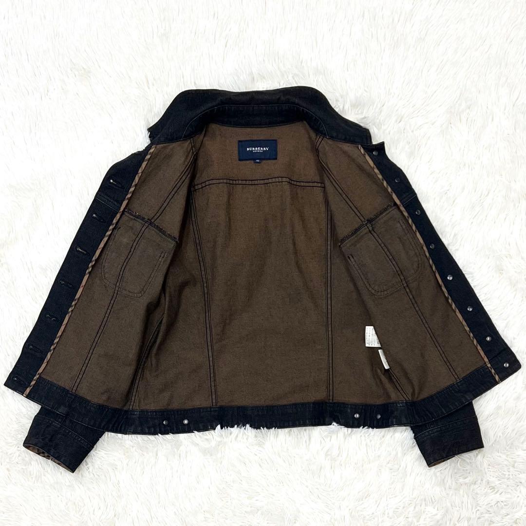 バーバリーロンドン デニムジャケット ノバチェック ブラック 42