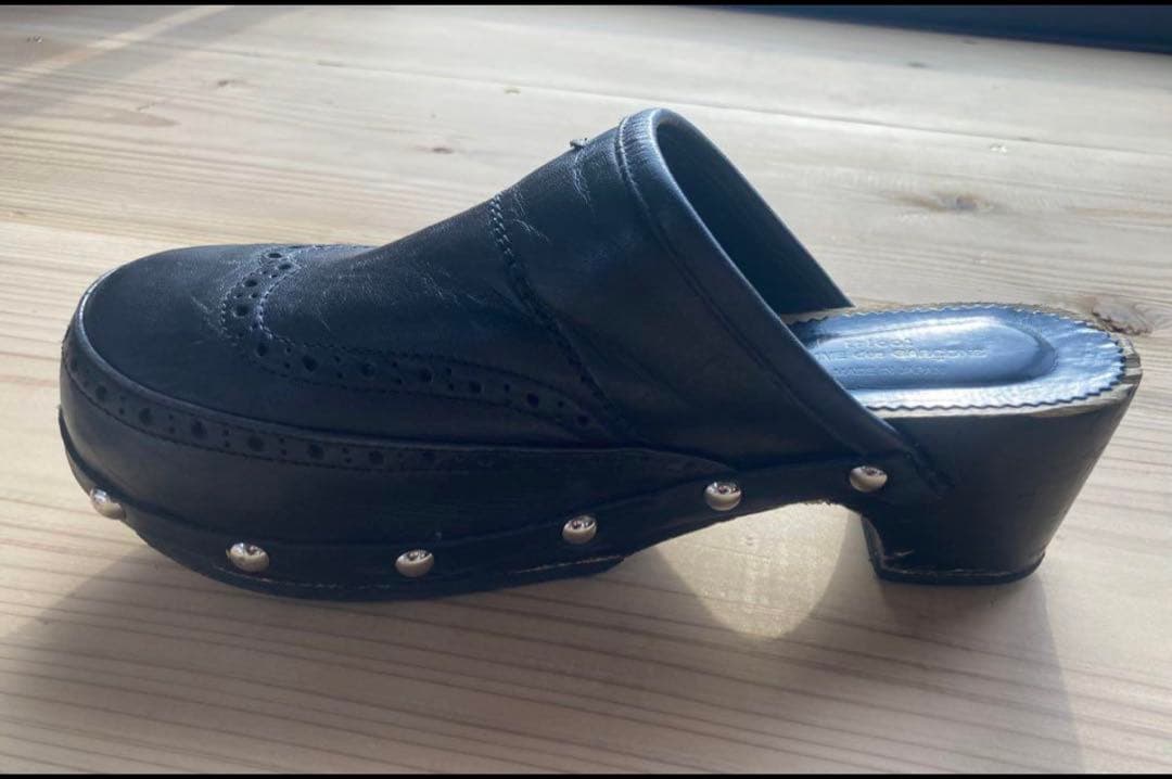 JUNYA WATANABE 黒 レザー サボ・クロッグサンダル