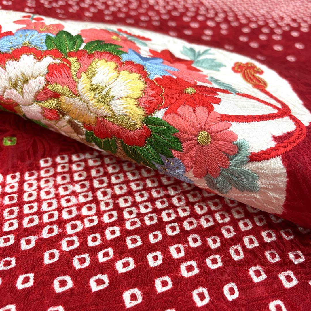 ◎mk-0028　女児　御祝着・襦袢 セット　絞り　刺繍　お宮参り　　10-2