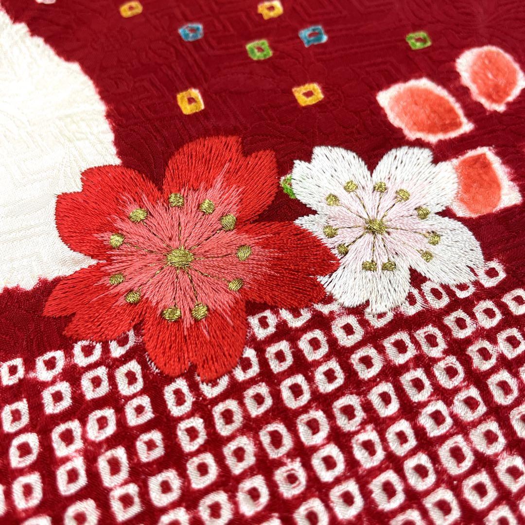 ◎mk-0028　女児　御祝着・襦袢 セット　絞り　刺繍　お宮参り　　10-2