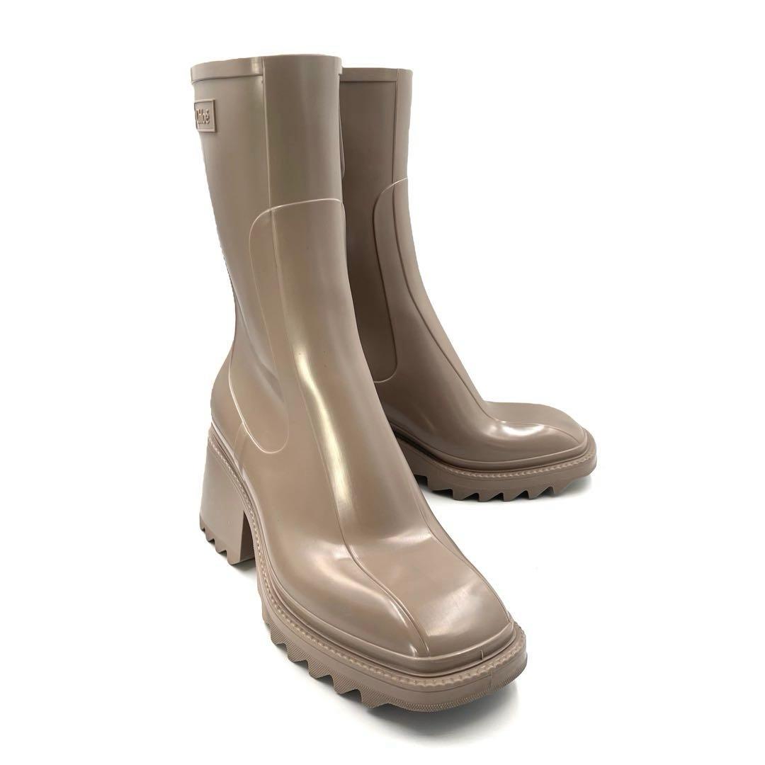 《超美品》Chloe クロエ ベティ レインブーツ サイドジップ ベージュ 40