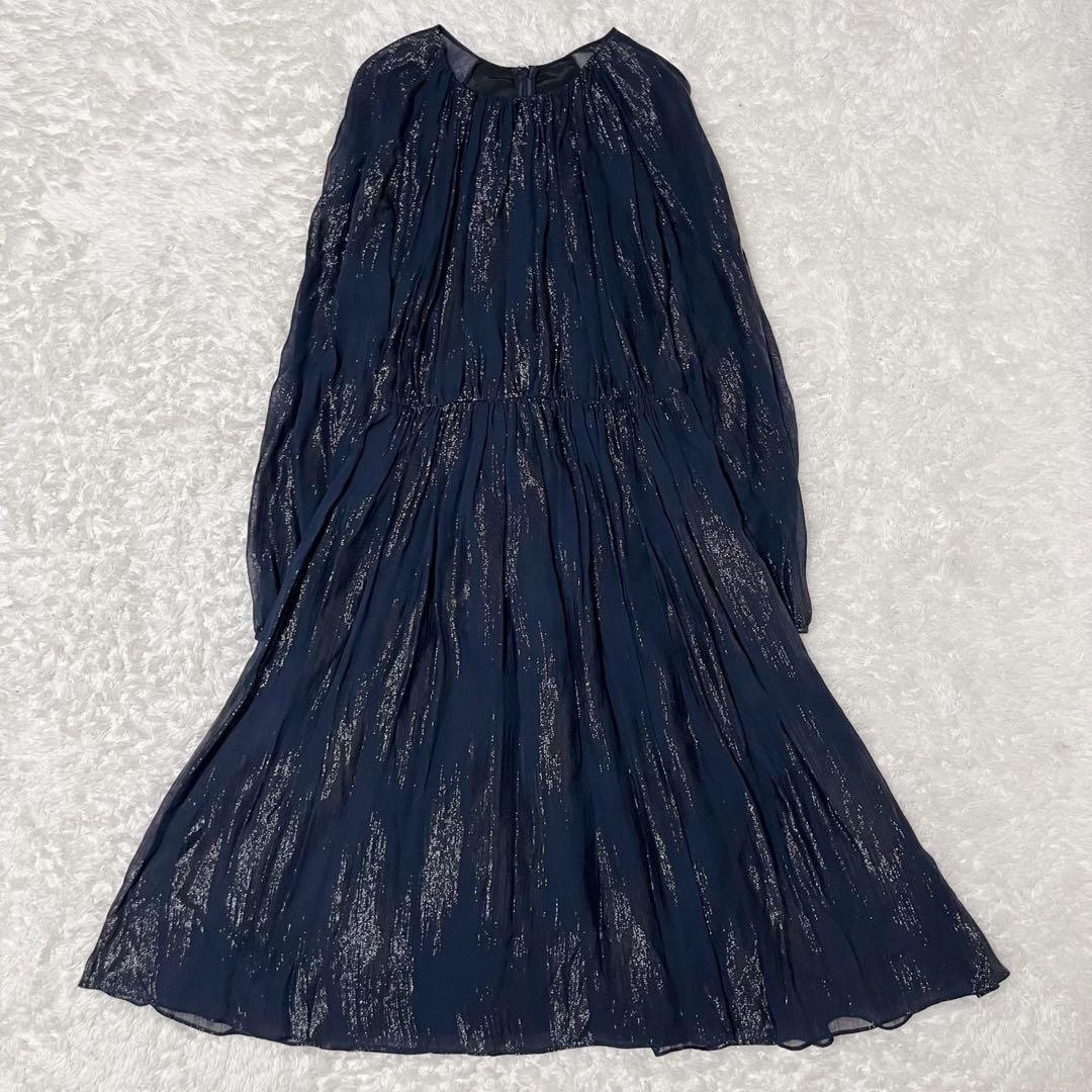 極美品✨マックスマーラ シルク混 ロングワンピース マキシ丈 Aライン ラメ