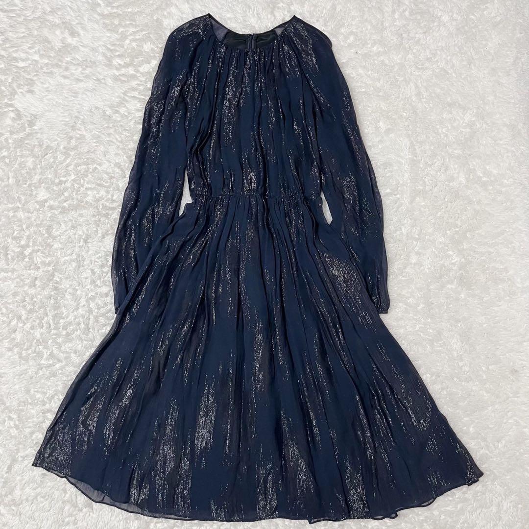 極美品✨マックスマーラ シルク混 ロングワンピース マキシ丈 Aライン ラメ