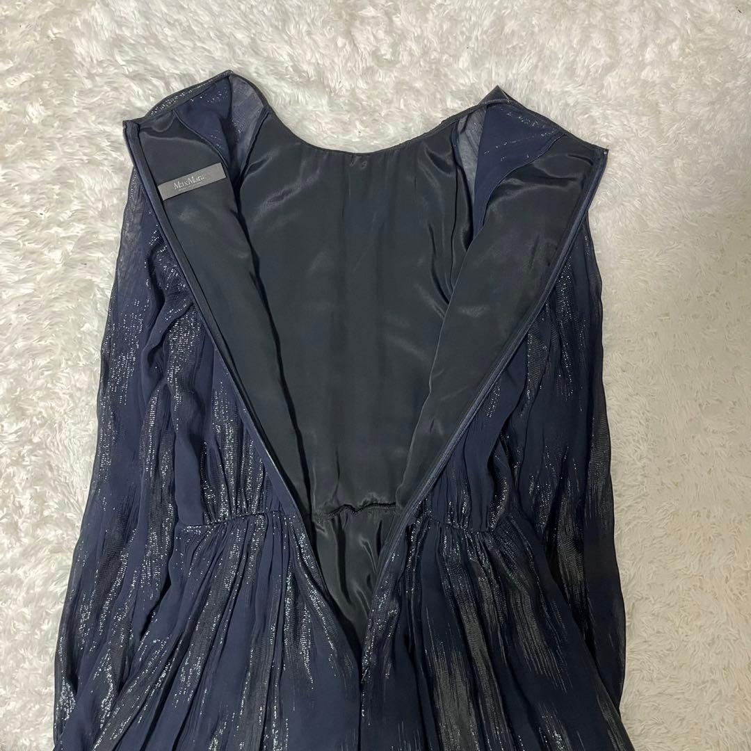 極美品✨マックスマーラ シルク混 ロングワンピース マキシ丈 Aライン ラメ