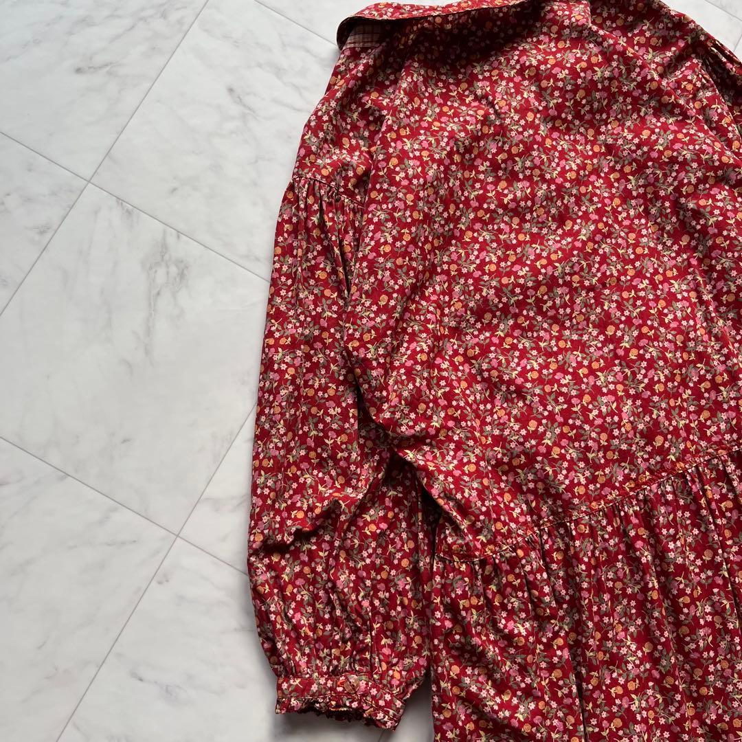 PINK HOUSE パッチワーク　ロングワンピースピンタック フリル 日本製