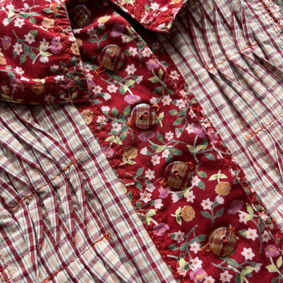 PINK HOUSE パッチワーク　ロングワンピースピンタック フリル 日本製