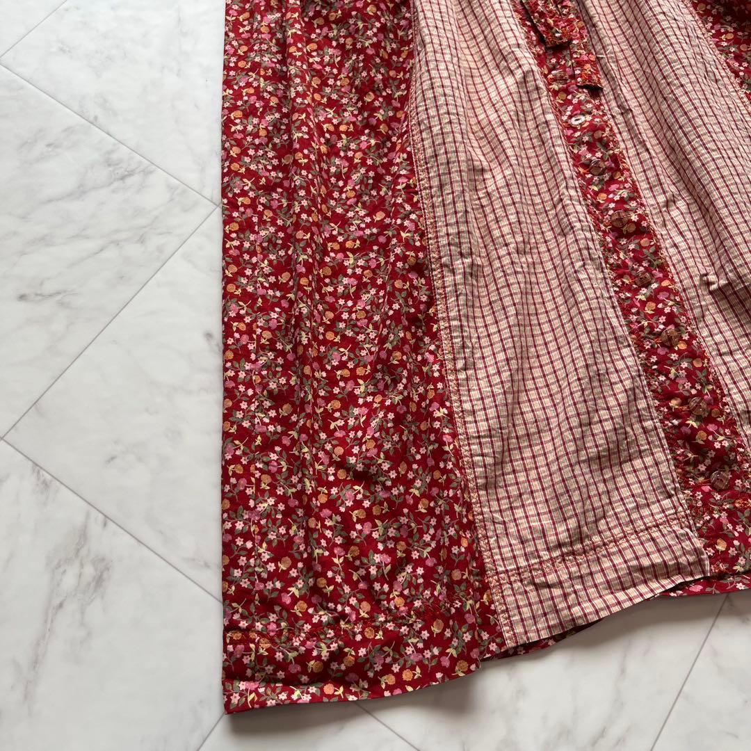 PINK HOUSE パッチワーク　ロングワンピースピンタック フリル 日本製