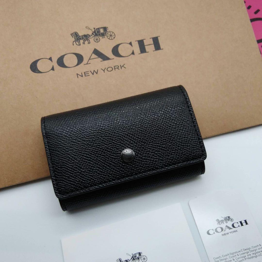 新品　COACH　キーケース　キーリング　メンズ　ブラック
