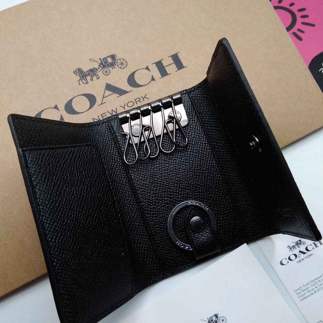 新品　COACH　キーケース　キーリング　メンズ　ブラック