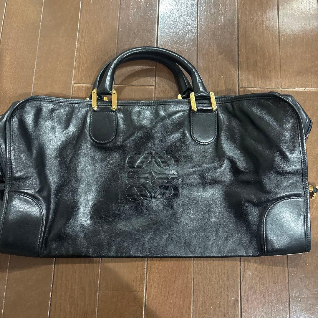 ロエベ アマソナ50レザーボストンバッグ ブラック