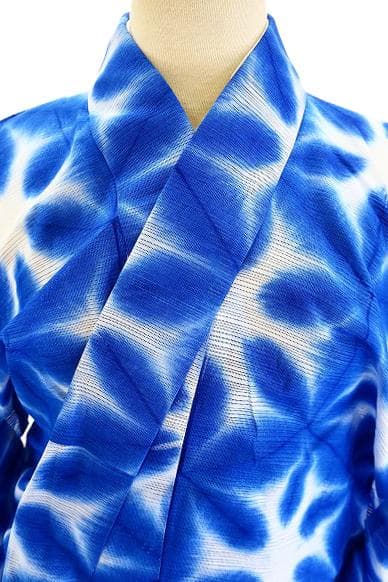 ★専用★美品 浴衣 古今 雪花絞り 白 青 バチ衿 綿絽 身丈164cm