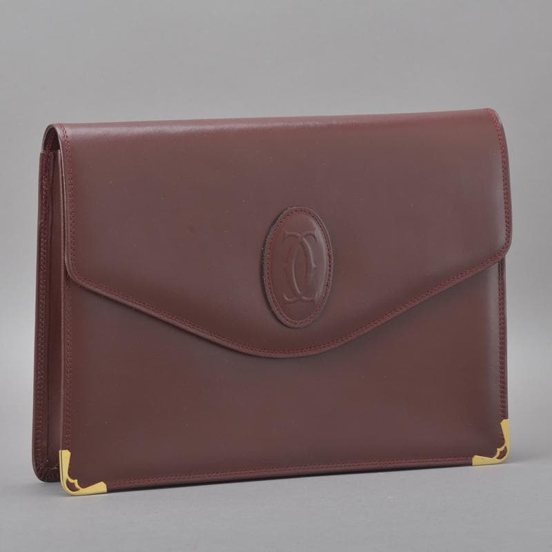 美品◇カルティエ マストライン クラッチバッグ 30 レザー ボルドー 箱付き