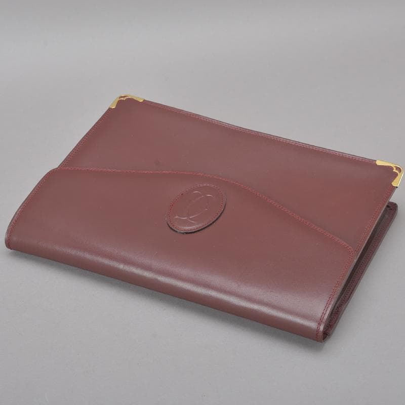 美品◇カルティエ マストライン クラッチバッグ 30 レザー ボルドー 箱付き