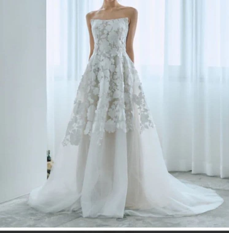 dressproduction フラワーレースベアトップチュールドレス W313