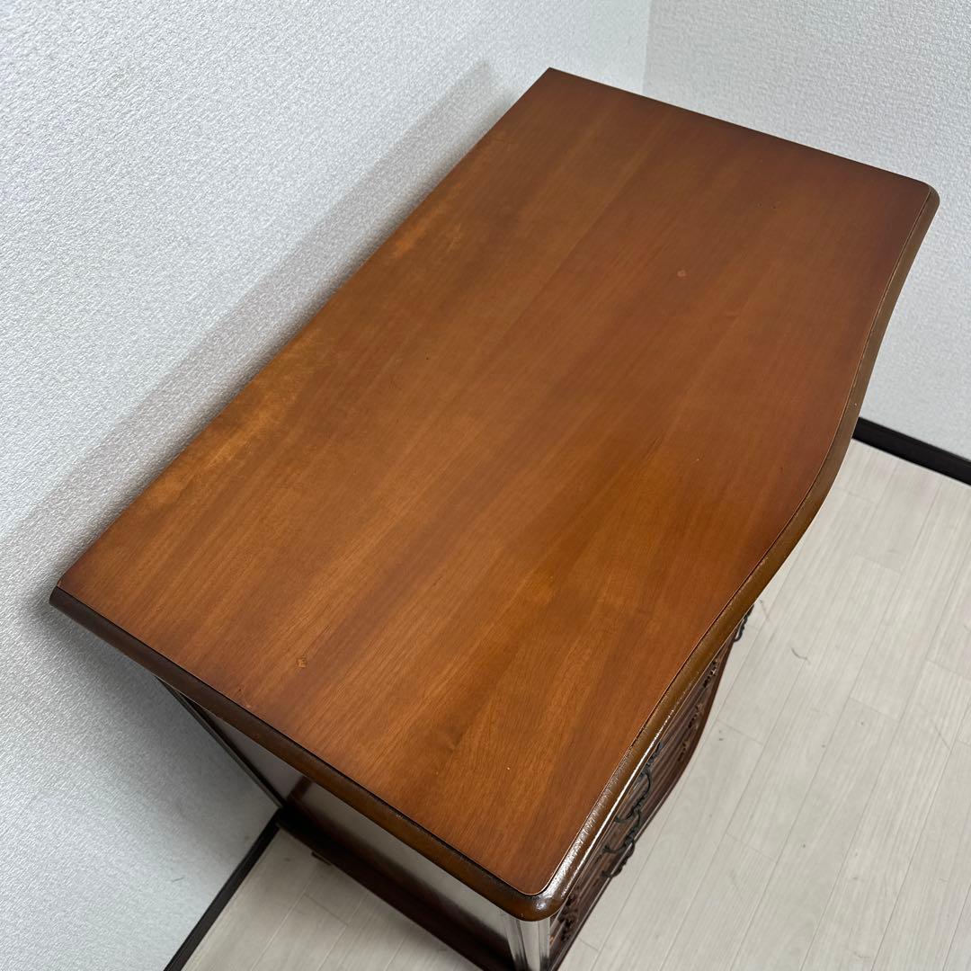 イタリア製 チェスト 5段5杯 ロココ調 彫刻 レリーフ 金属取手 猫脚 i4※