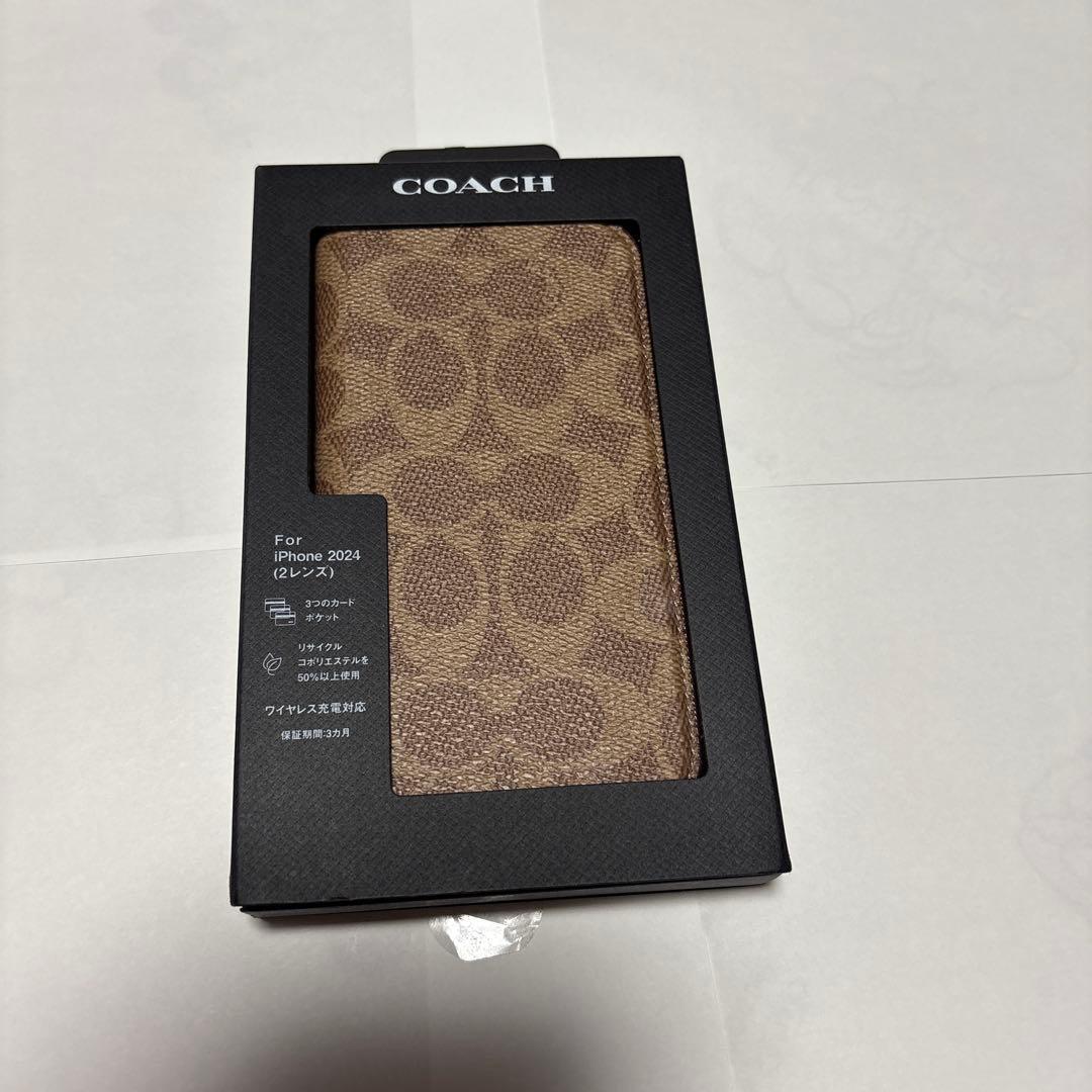 K*u様 COACH iPhone 2024用手帳型ケース ブラウン