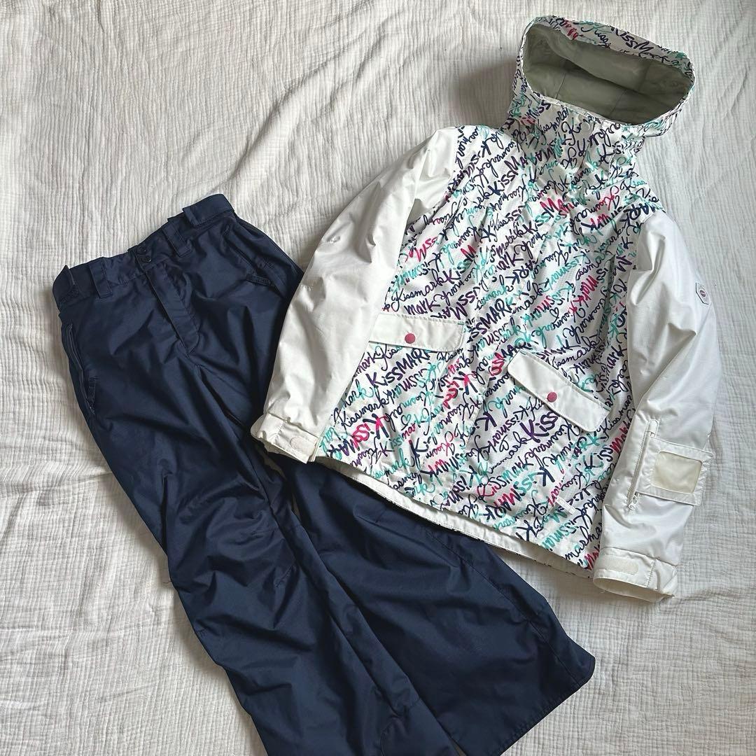美品☆キスマーク スキー スノーボードウェア 上下 セットアップ レディース L