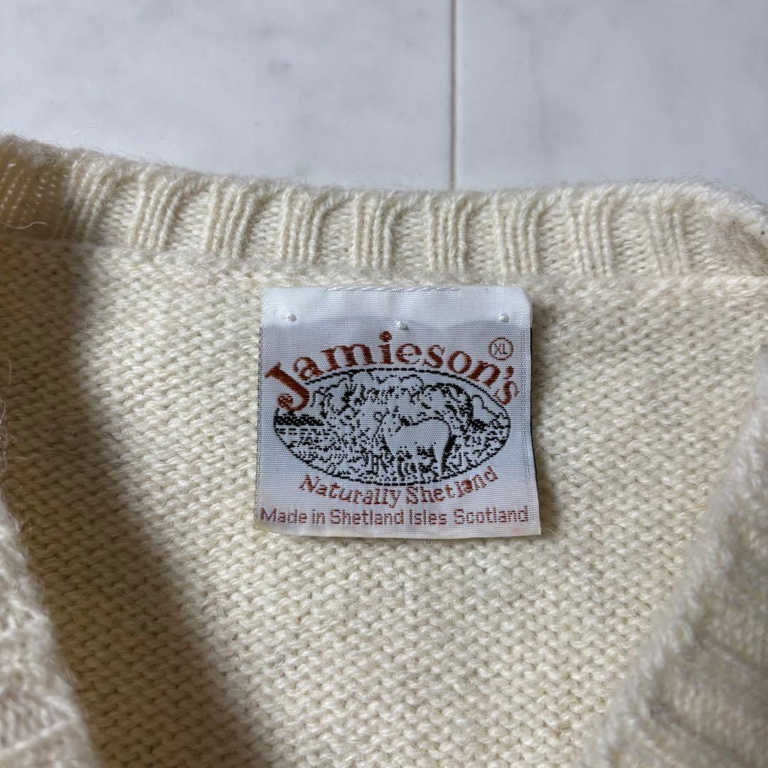 【XL】Jamieson's ウール クルーネック ニット セーター アイボリー