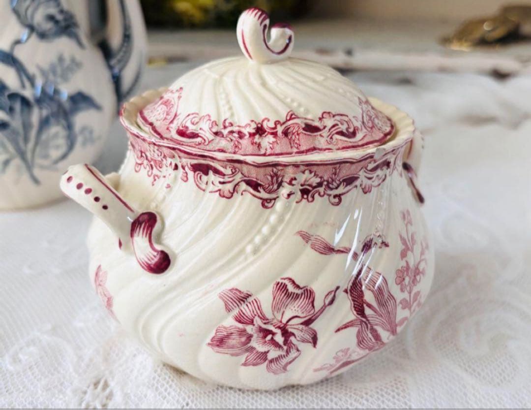 希少　サルグミンヌ シュガーポット シュクリエ 花柄 フランスアンティーク