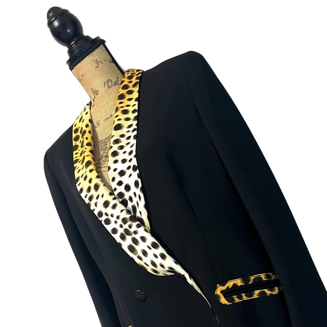 【美品】【大きいサイズ】【13】伊太利屋 ヒョウ柄 ジャケット レディース