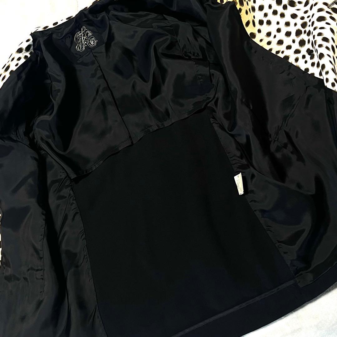 【美品】【大きいサイズ】【13】伊太利屋 ヒョウ柄 ジャケット レディース