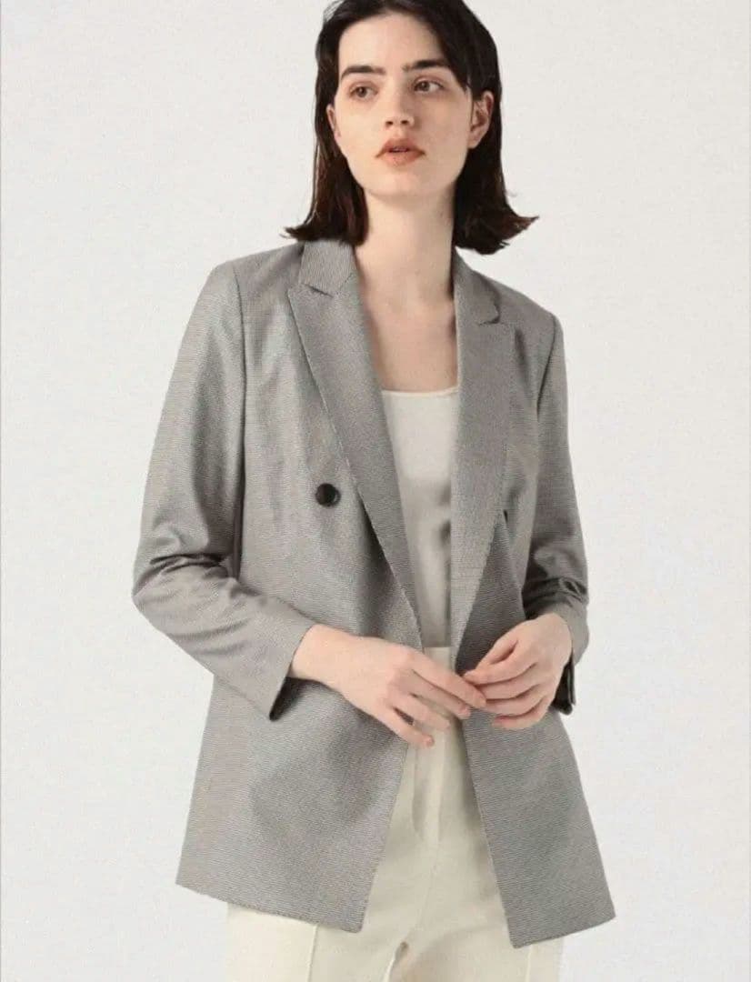 TOMORROWLAND コレクション ダブルブレストジャケット 千鳥 シルク