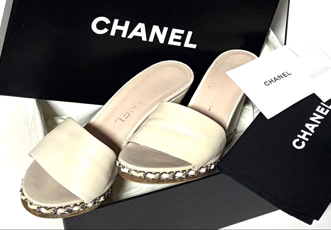aaa！CHANELシャネル☆ウェッジソールサンダル&保管ケース・袋