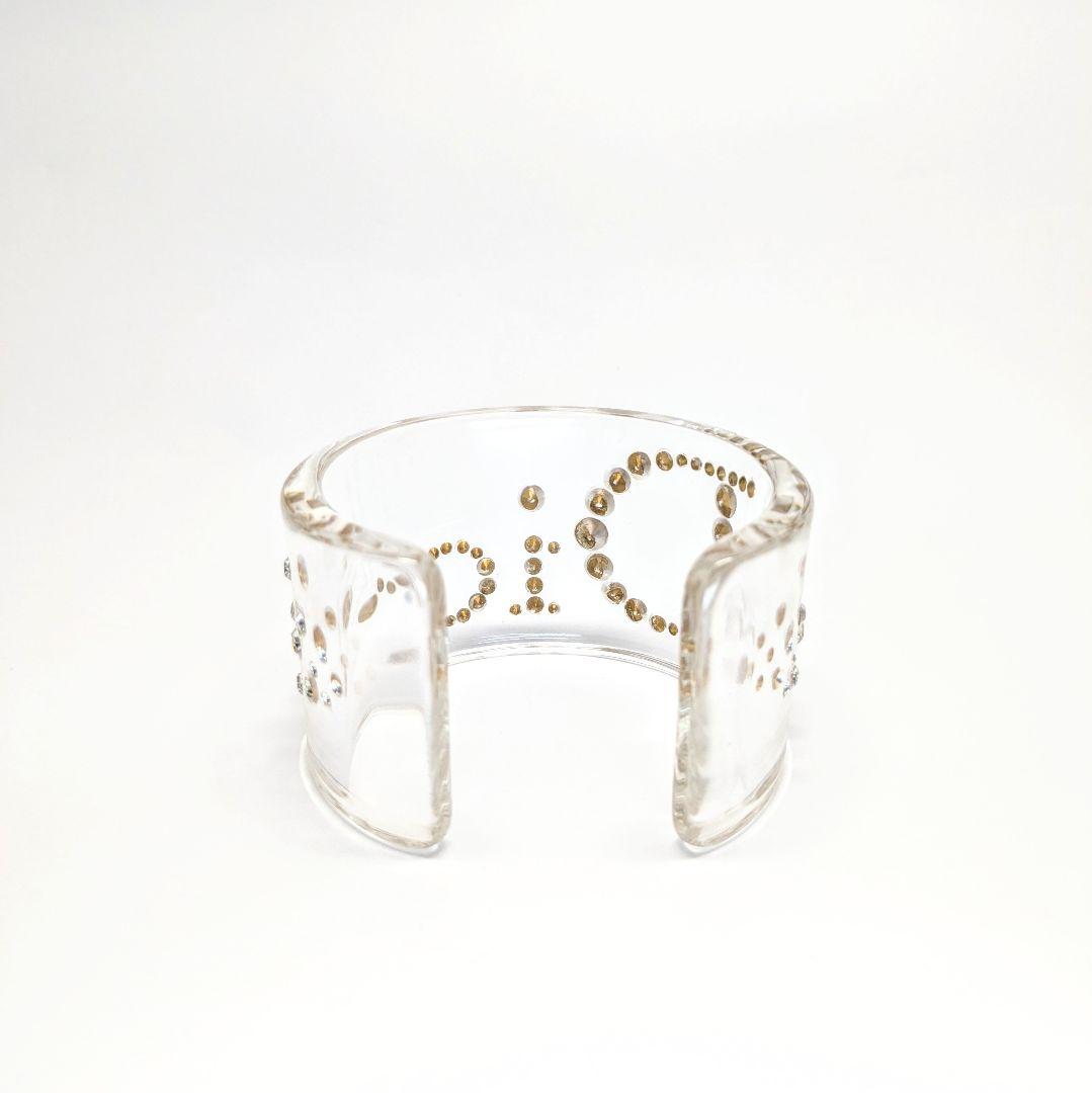 ChristianDior ディオール クリアバングル ロゴラインストーン