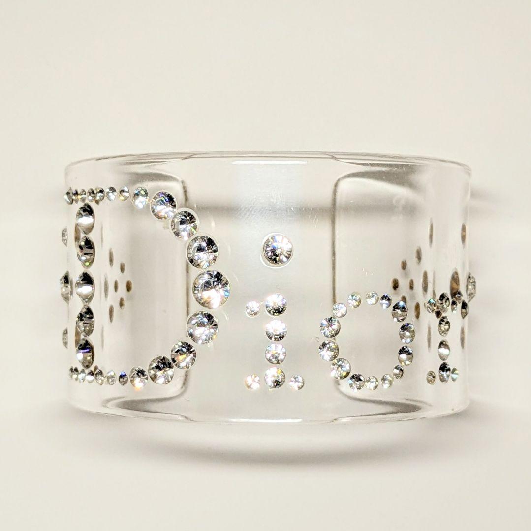 ChristianDior ディオール クリアバングル ロゴラインストーン