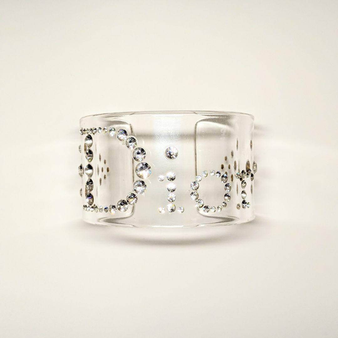 ChristianDior ディオール クリアバングル ロゴラインストーン