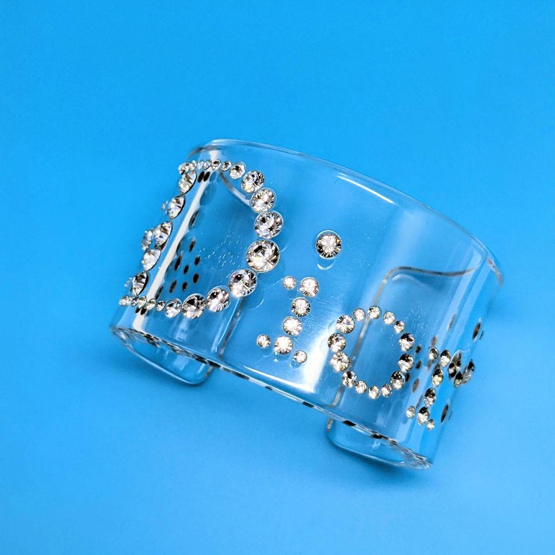 ChristianDior ディオール クリアバングル ロゴラインストーン