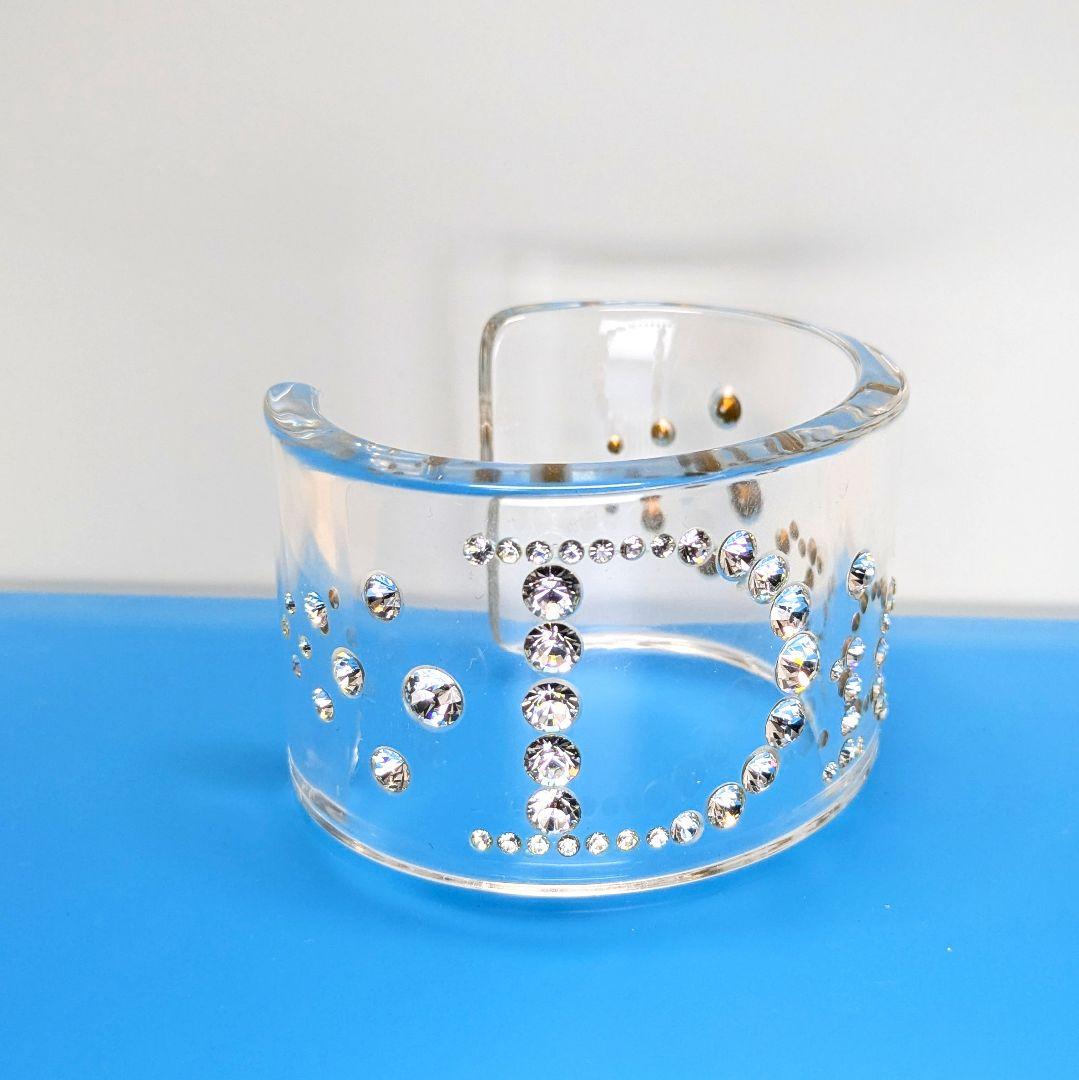 ChristianDior ディオール クリアバングル ロゴラインストーン