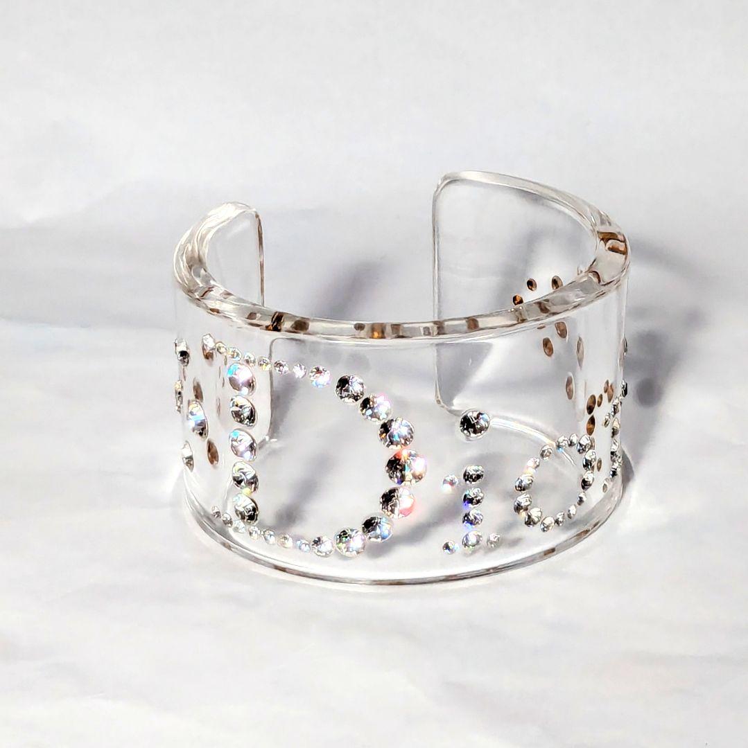 ChristianDior ディオール クリアバングル ロゴラインストーン