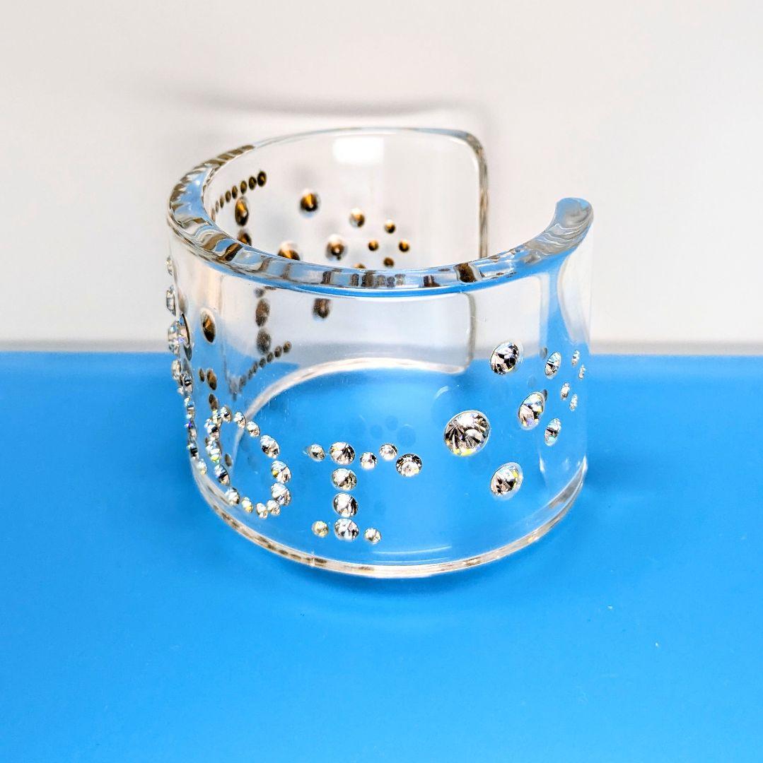 ChristianDior ディオール クリアバングル ロゴラインストーン