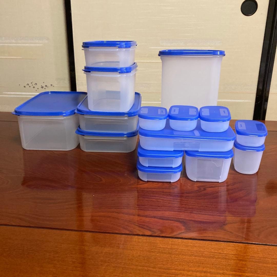 タッパウェアブルートライアルセット、MMだ円28センチ他全部で15点新品未使用品