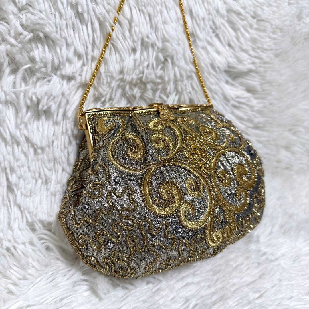 美品 花井幸子 YUKIKO HANAI ビーズ 刺繍 パーティー バッグ 和装