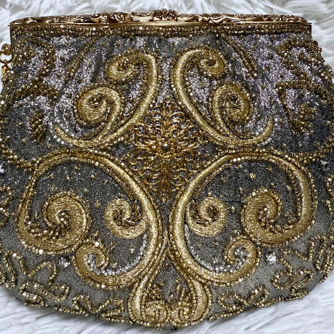 美品 花井幸子 YUKIKO HANAI ビーズ 刺繍 パーティー バッグ 和装