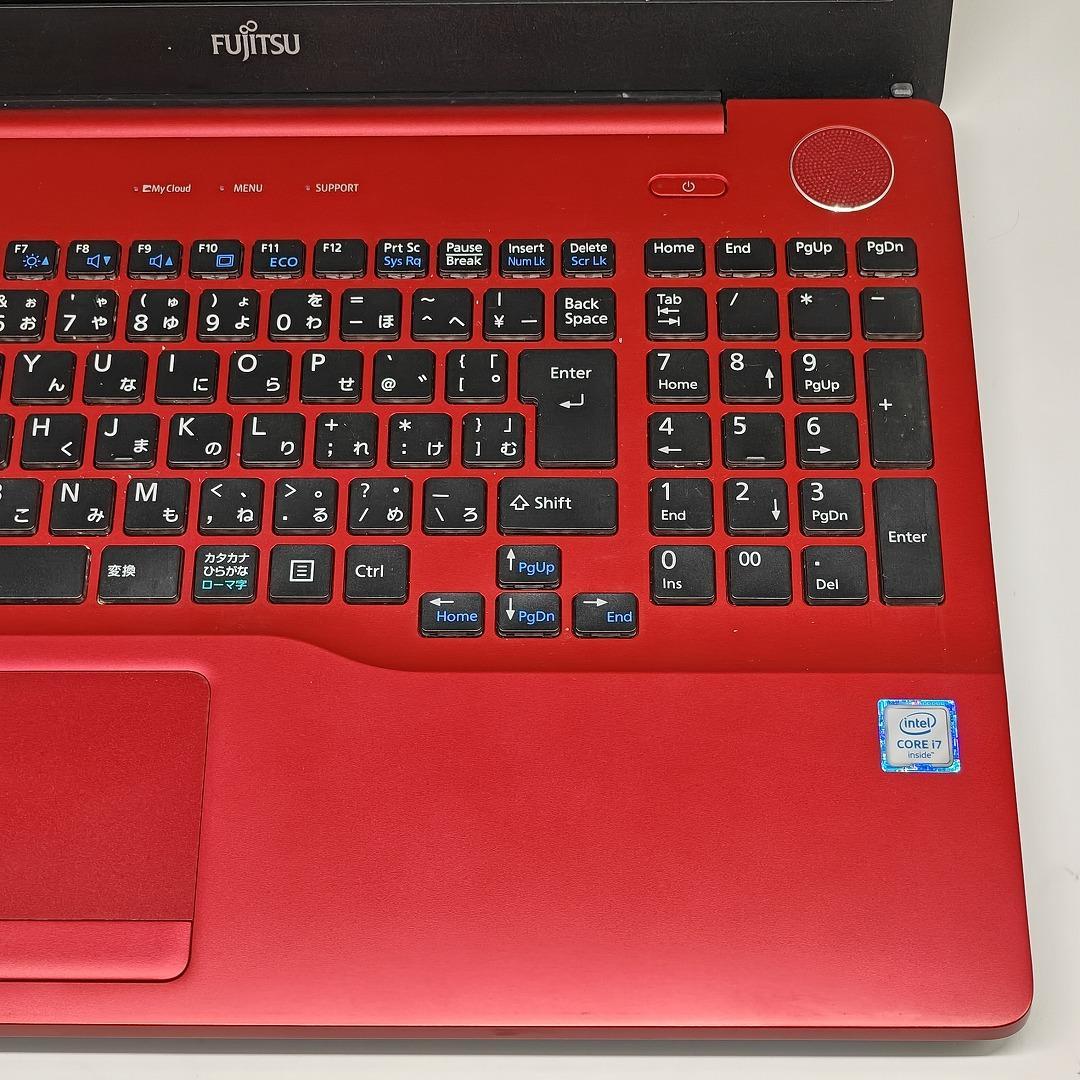 【富士通】AH53 高性能i7 SSD256GB 8GB レッド ノートPC