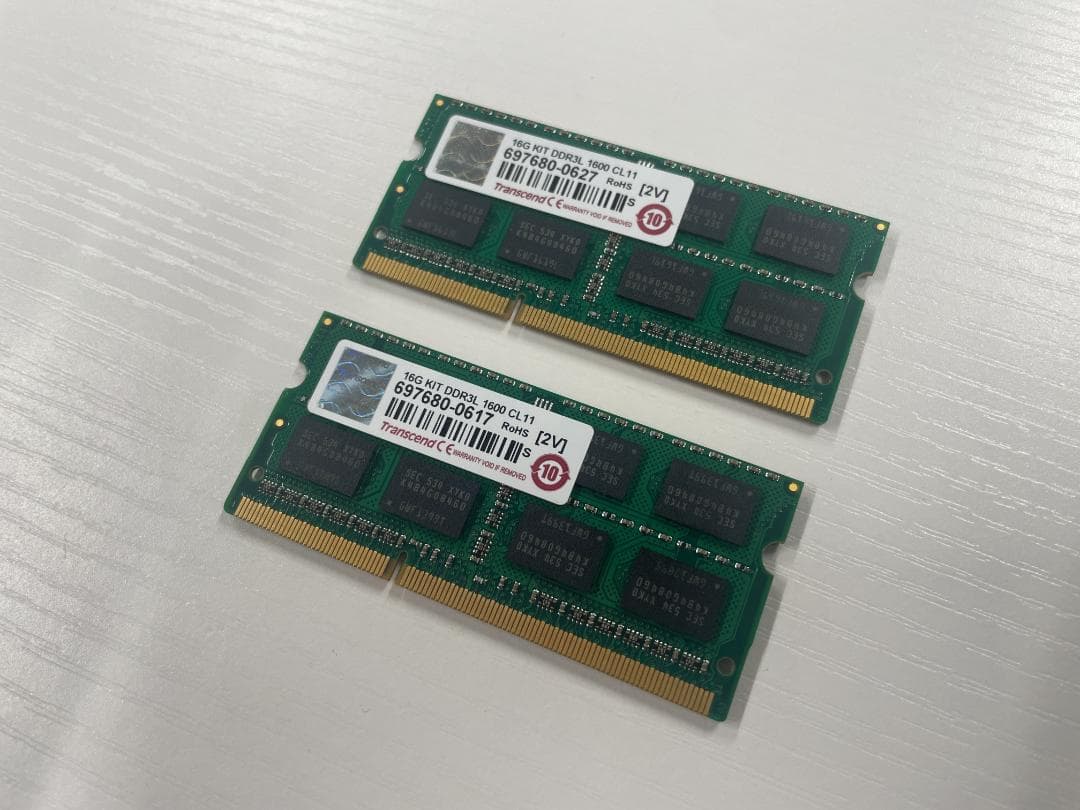 ノートPCメモリ Transcend DDR3 32GBキット（16GBx2枚）
