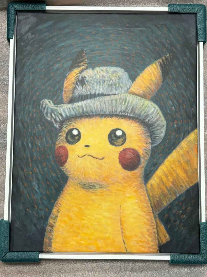 ゴッホ展 ピカチュウ キャンバス サイズM（50×65） 白木枠 証明書付き