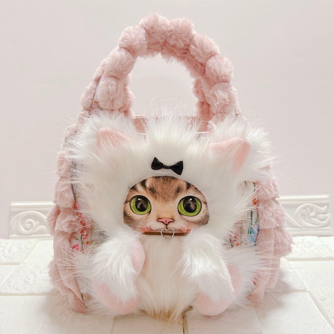 もふもふ猫ちゃん♡ コヤンイサムチョン トートバッグ ピンク×花柄 サンダー