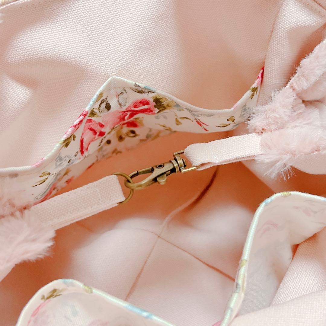 もふもふ猫ちゃん♡ コヤンイサムチョン トートバッグ ピンク×花柄 サンダー