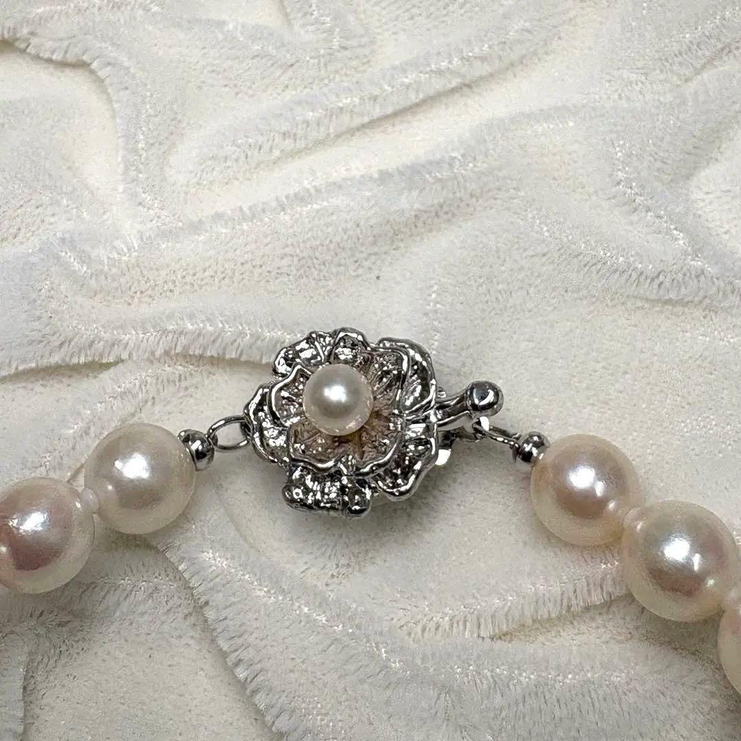 テリ強/本真珠 パール ネックレス シルバー金具 7.5~7.9 43cm