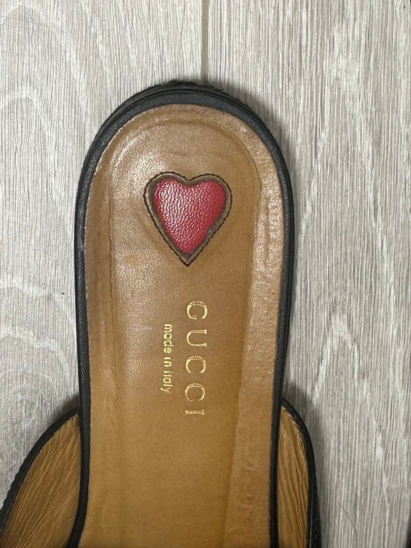 グッチ プリンスタウン スリッパ ミュール 38 シェリーライン ダブルG 黒