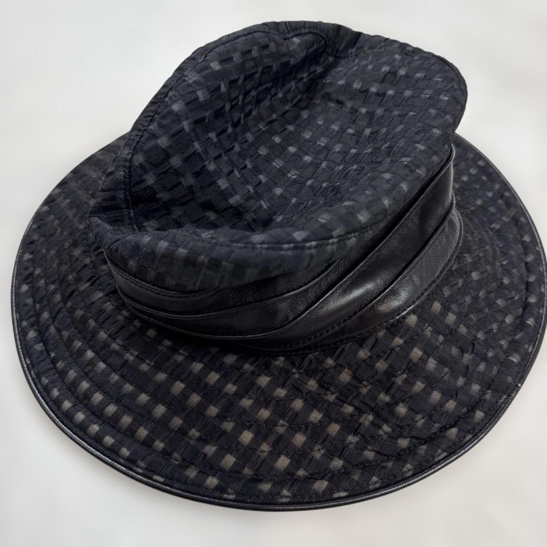 エルメスHERMES レザー切り替えハット　57cm 国内正規品　極美品