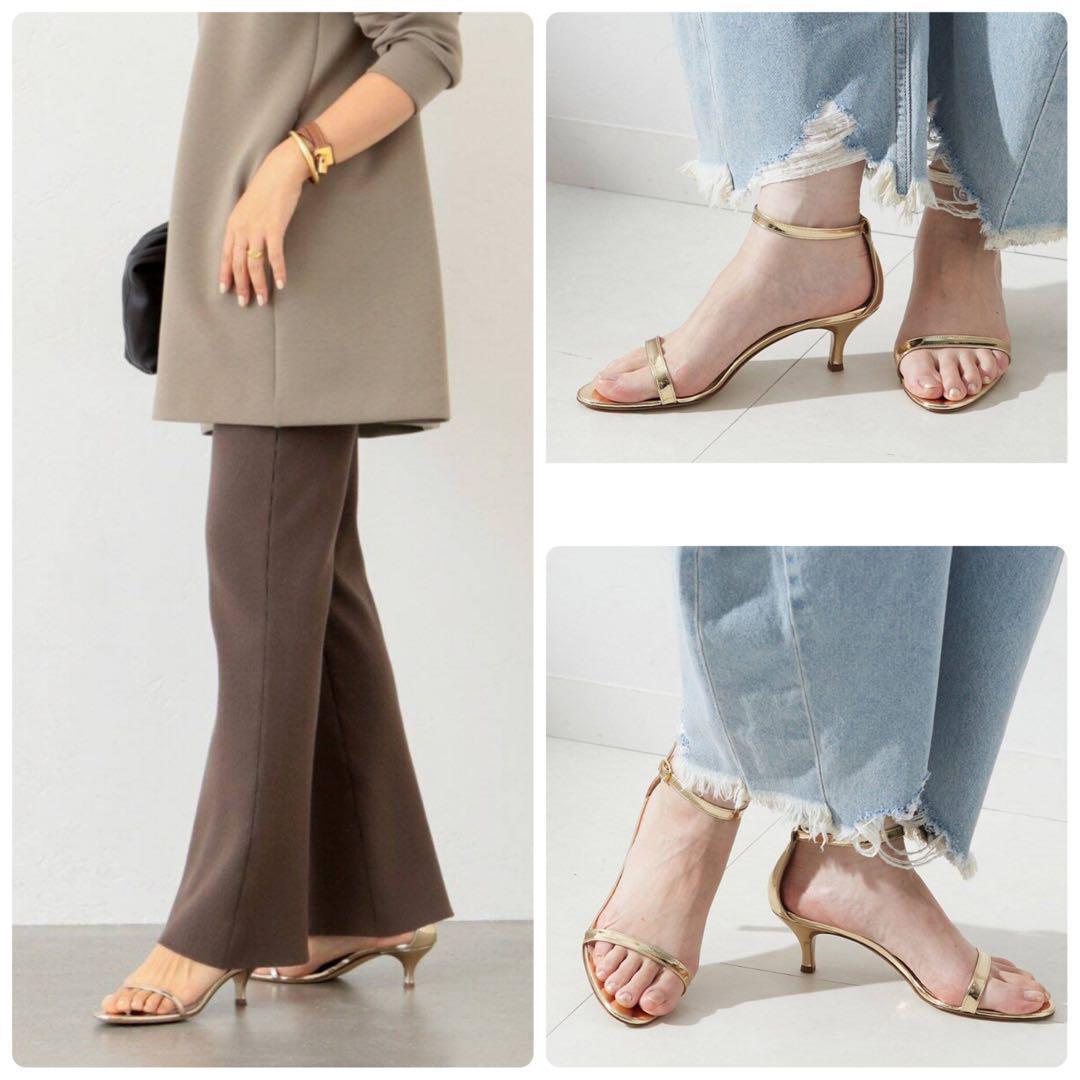 NEBULONI E. ゴールドサンダル アンクルストラップ ヒール GOLD